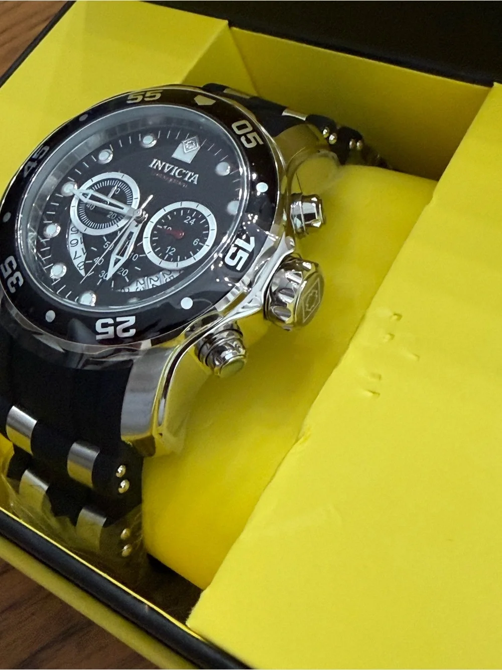 Invicta Scuba ProDiver Black and Silver Men's Chronograph Dive Watch
